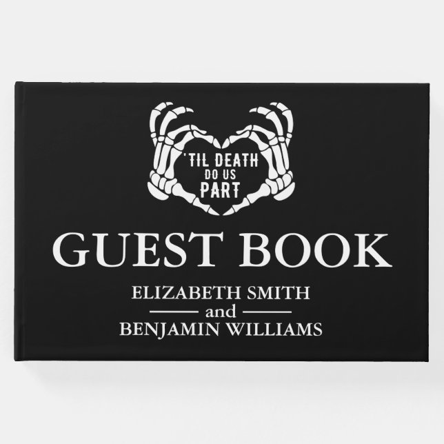 Til Death do oss Part Black Gothic Bröllop Gästböcker (Framsida)