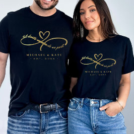 Til Death do oss Part Black & Guld Infinity Symbol T Shirt