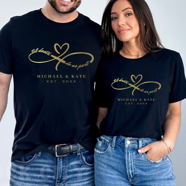 Til Death do oss Part Black & Guld Infinity Symbol T Shirt (Til Death Do Us Part Black & Gold Infinity Symbol T-Shirt
)