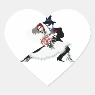 "Til Death do oss part - Day of the dead bröllop Hjärtformat Klistermärke