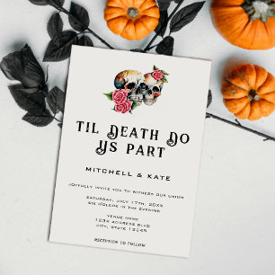 Til Death do oss part Döskallar & Ro White Bröllop Inbjudningar