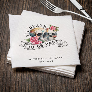 Til Death do oss part Döskallar & Ro White Bröllop Pappersservett