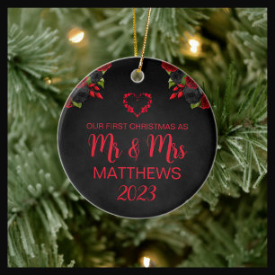 Til Death do oss part Goth Moody Black and Red Julgransprydnad Keramik