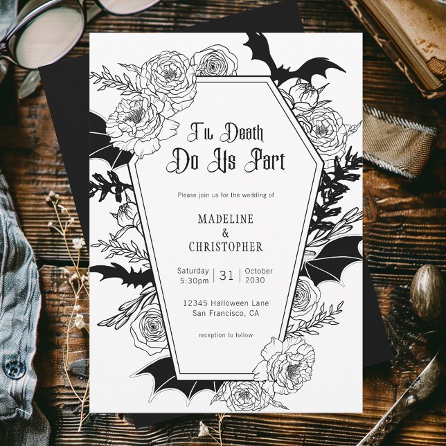 Til Death do oss Part Gothic Floral Wedding Inbjudningar (Skapare uppladdad)