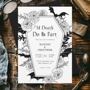 Til Death do oss Part Gothic Floral Wedding Inbjudningar