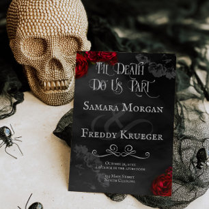 Til Death do oss Part Gothic Wedding bjudes in Ro Inbjudningar
