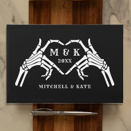 Til Death do oss Part Heart Hand Black Bröllop Gästböcker