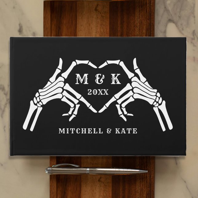 Til Death do oss Part Heart Hand Black Bröllop Gästböcker (Til Death Do Us Part Heart Hand Black Wedding Guest Book
)