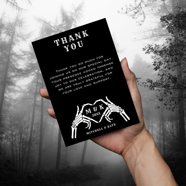 Til Death do oss Part Heart Hand Black Bröllop Tack Kort (Til Death Do Us Part Heart Hand Black Wedding Thank You Card
)