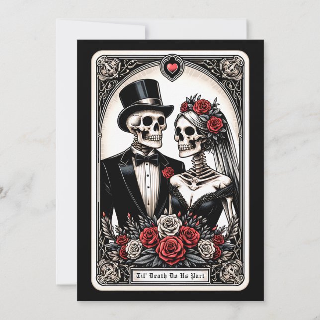 Til Death do oss part Ro Tarot Bröllop Inbjudningar (Framsida)