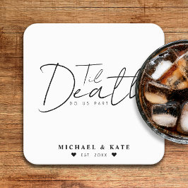 Til Death do oss Part White Bröllop Underlägg Papper Kvadrat