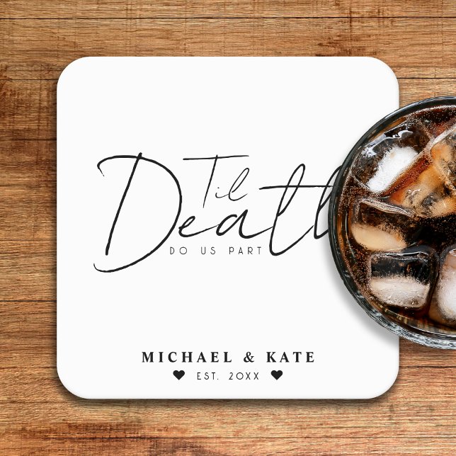 Til Death do oss Part White Bröllop Underlägg Papper Kvadrat (Til Death Do Us Part White Wedding Square Paper Coaster
)