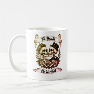 Til Death Do US Part: Bride & Groom Skeleton Kaffemugg