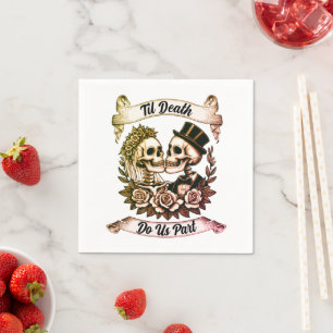 Til Death Do US Part: Bride & Groom Skeleton Pappersservett