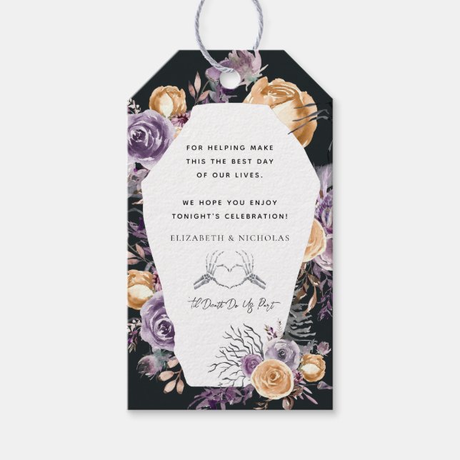 "Til Death do us part" | Halloween Bröllop Presentetikett (Framsidan)