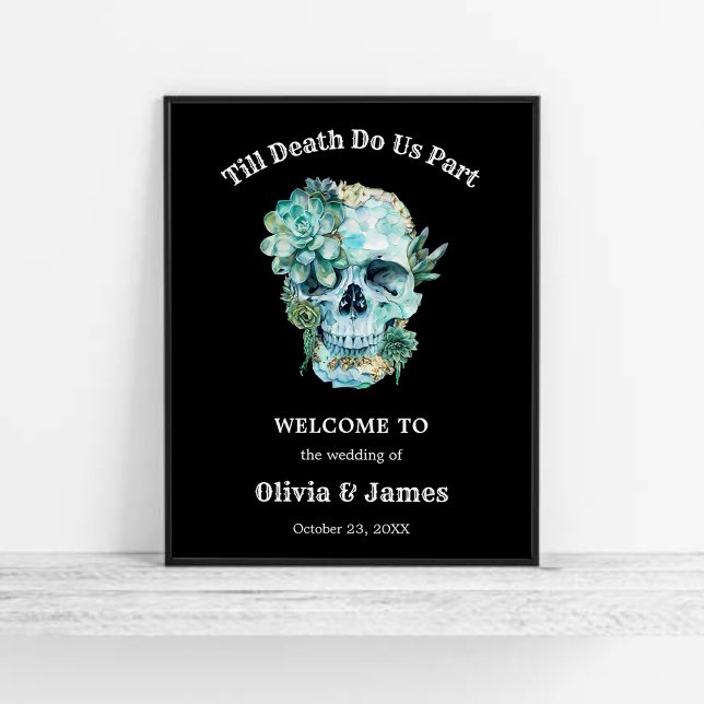 Til Death do us Part Halloween Bröllop Welcome Poster (Til Death Do Us Part Gothic Halloween Wedding Welcome Sign    )