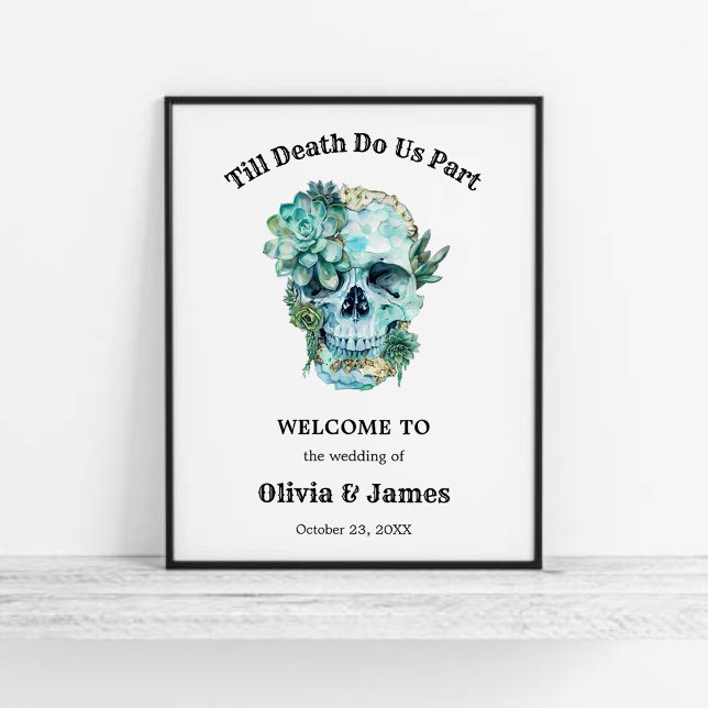 Til Death do us Part Halloween Bröllop Welcome Poster (Till Death Do Us Part Gothic Halloween Wedding Welcome Sign   )
