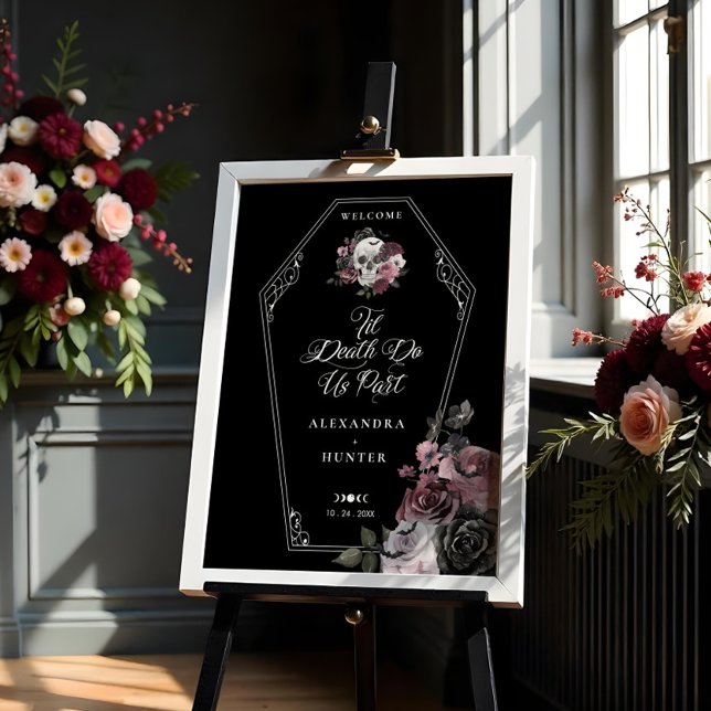 Til Death Do Us Part Halloween Gothic Blommigt Sku Poster (Til Death Do Us Part Halloween Gothic Floral Skull Poster)