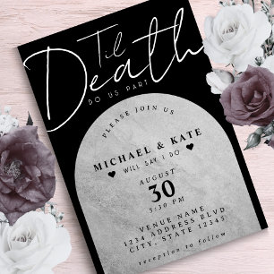 Til Death do us Part Headstone Black Bröllop Inbjudningar
