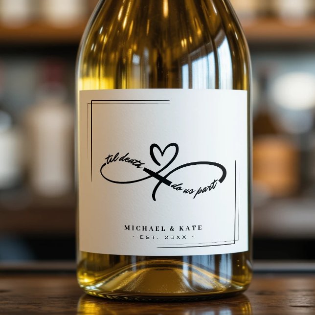 Til Death do us part Infinity Symbol Heart Bröllop (Til Death Do Us Part Infinity Symbol Heart Wedding Sparkling Wine Label
)