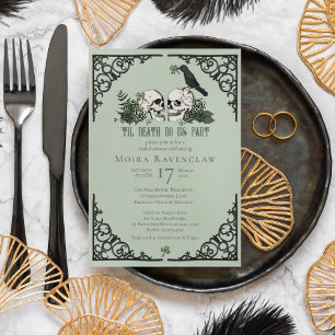 Til Death Do Us Part Mr. och Mrs Döskallar Grönt R Inbjudningar