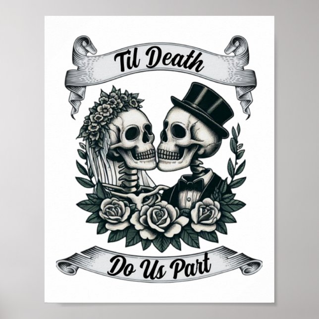 Til Death do us part Skeleton Bride and Groom Marr Poster (Framsidan)