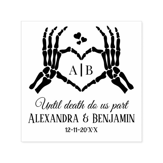 Til Death Do US Part Skeleton Händer Heart Sign #1 Självfärgande Stämpel (Design)
