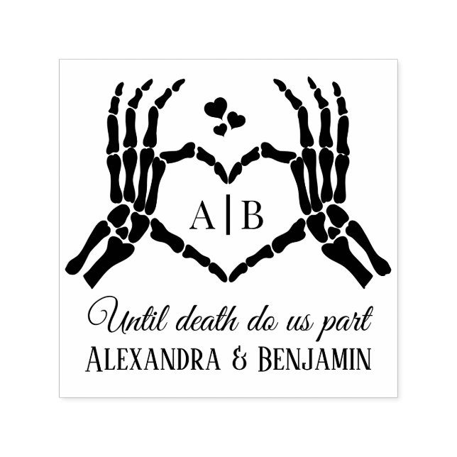 Til Death do us Part Skeleton Händer Heart Sign #1 Självfärgande Stämpel (Design)