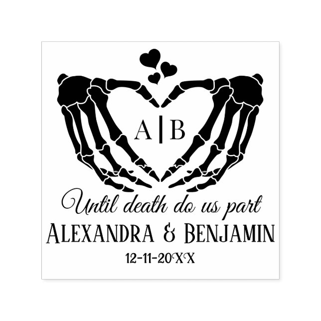 Til Death Do US Part Skeleton Händer Heart Sign #2 Självfärgande Stämpel (Design)