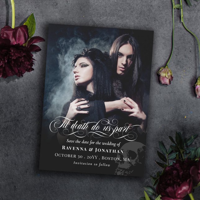 Til Death Do US Part Skull Photo Save Date Spara Datumet (Skapare uppladdad)