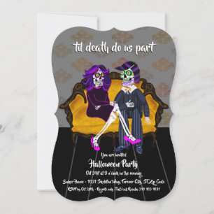 Til Death do us part Sugar Döskallar Halloween fes Inbjudningar