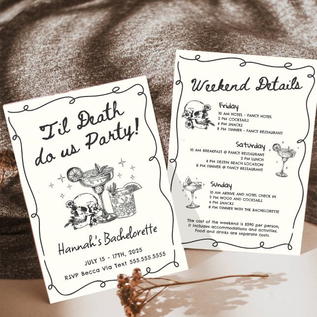 Til Death Do Us Party Bachelorette Cocktail Inbjudningar (Skapare uppladdad)