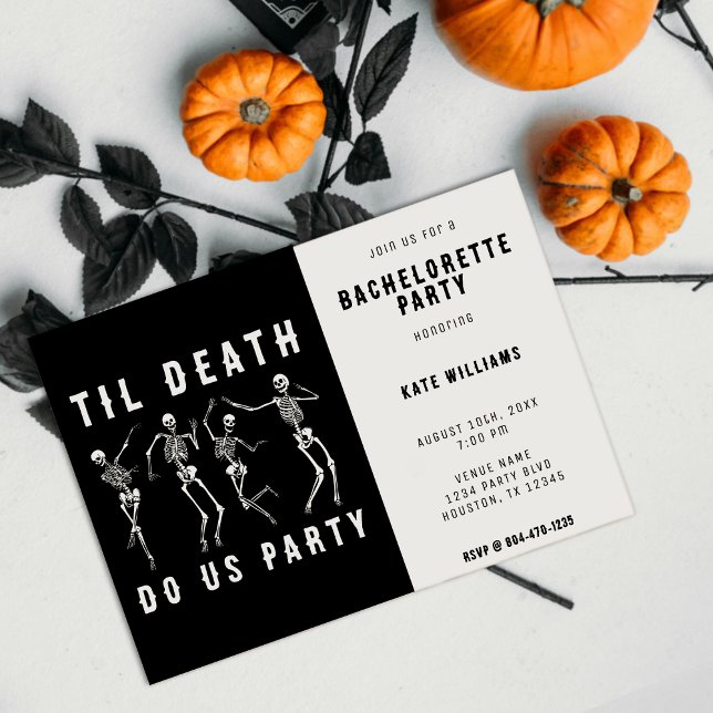 Til Death Do Us Party Skeleton Bachelorette Party Inbjudningar (Til Death Do Us Party Skeleton Bachelorette Party Invitation)