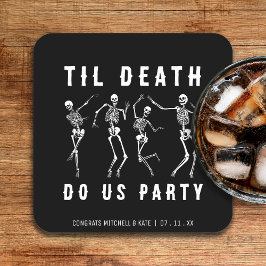 Til Death Do Us Party Skeleton Bachelorette Party Underlägg Papper Kvadrat