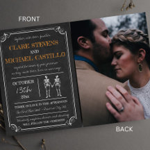 Til Death Halloween Skeleton Orange Black Bröllop