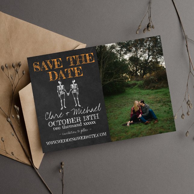 Til Death Halloween Skeleton Orange Save Date Spara Datumet (Skapare uppladdad)