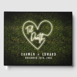 Til Death Heart White Neon Sign Boxwood Bröllop Gästböcker