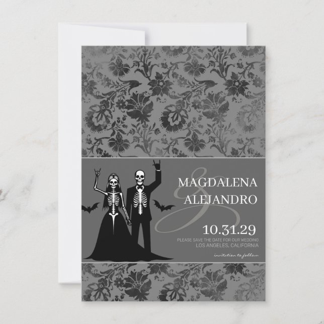 Til Death Mörk Grått Blommigt Spara Datumet (Framsida)