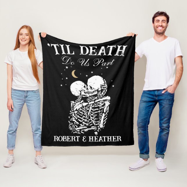 Til Death Skeleton Älskare Tarot Card Goth Bröllop Fleecefilt (På plats)