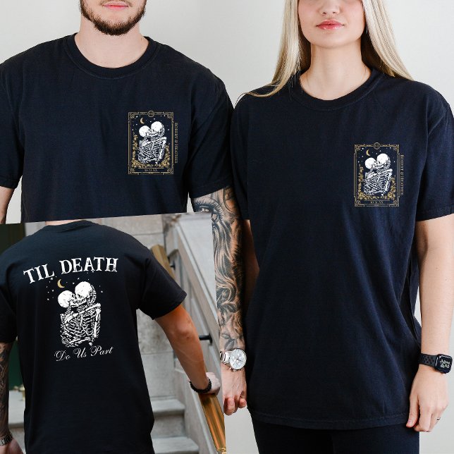 Til Death Skeleton Älskare Tarot Card Goth Bröllop T Shirt (Skapare uppladdad)