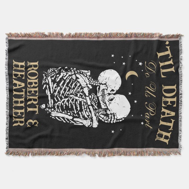 Til Death Skeleton Goth Bröllop Decor Personlig Filt (Framsidan)