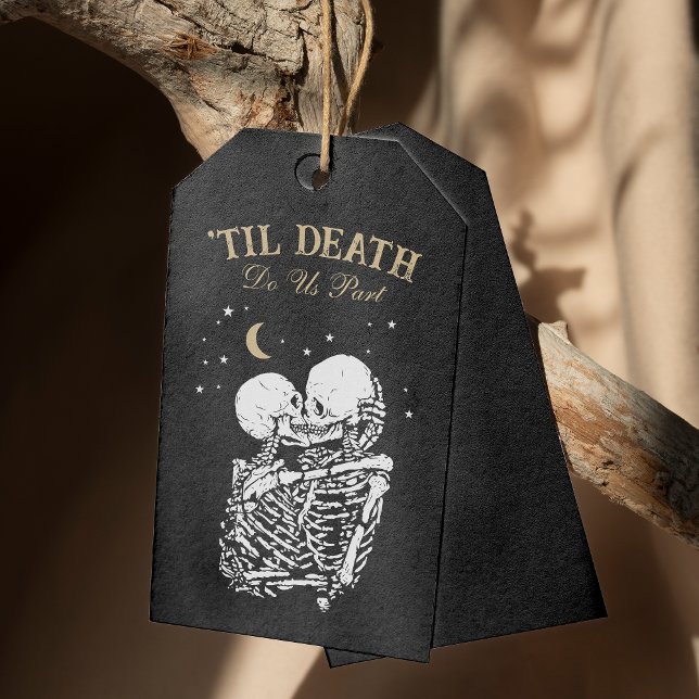 Til Death Skeleton Goth Bröllop Registry QR Code Presentetikett (Skapare uppladdad)