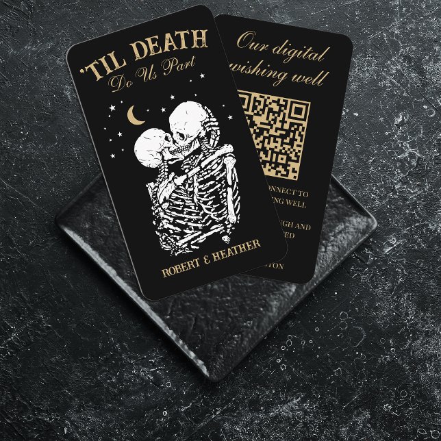 Til Death Skeleton Goth Bröllop Registry QR Code Tilläggskort (Skapare uppladdad)