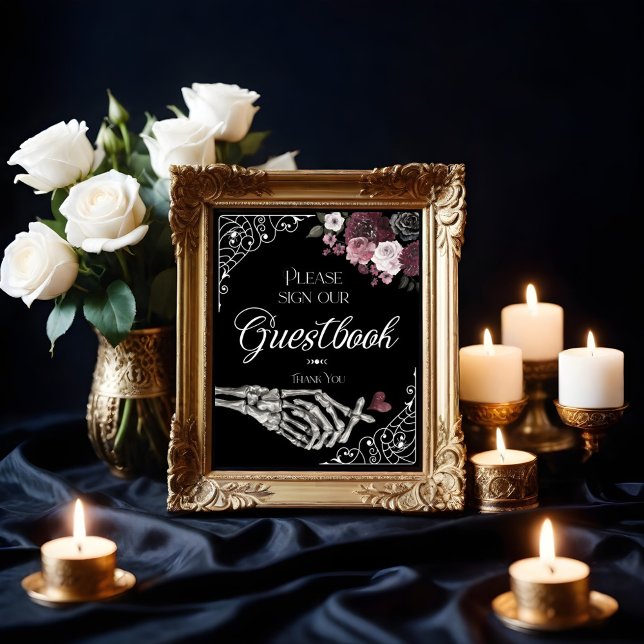Til Death Watercolor Skeleton Hand Guestbook Poster (Til Death Watercolor Skeleton Hand Guestbook)