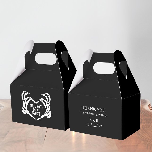Til Död Bröllop Black Skeleton Tack Guest Presentaskar (Til Death Wedding Black Skeleton Thank You Guest Favor Boxes
)
