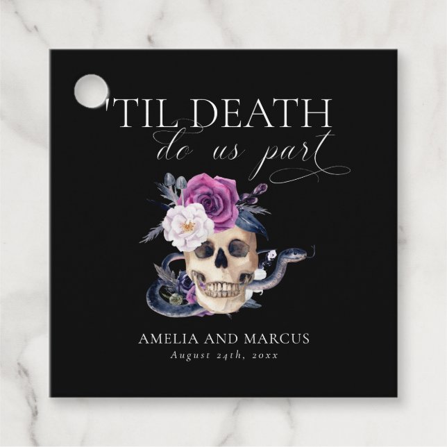 "Til Död do oss Part Lila & Black Bröllop Invit. Gåvor Etiketter (Framsida)