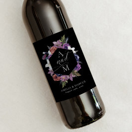 "Til Död do oss Part Lila & Black Bröllop Vinflaska Etikett