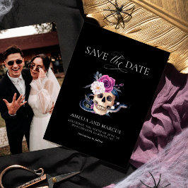 "Til Död do oss Part Lila & Black Save Date Inbjudningar