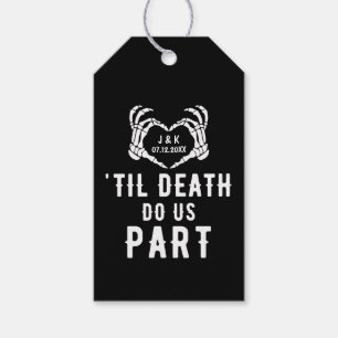 Til Död Do US Part Skeleton Bröllop Black Presentetikett
