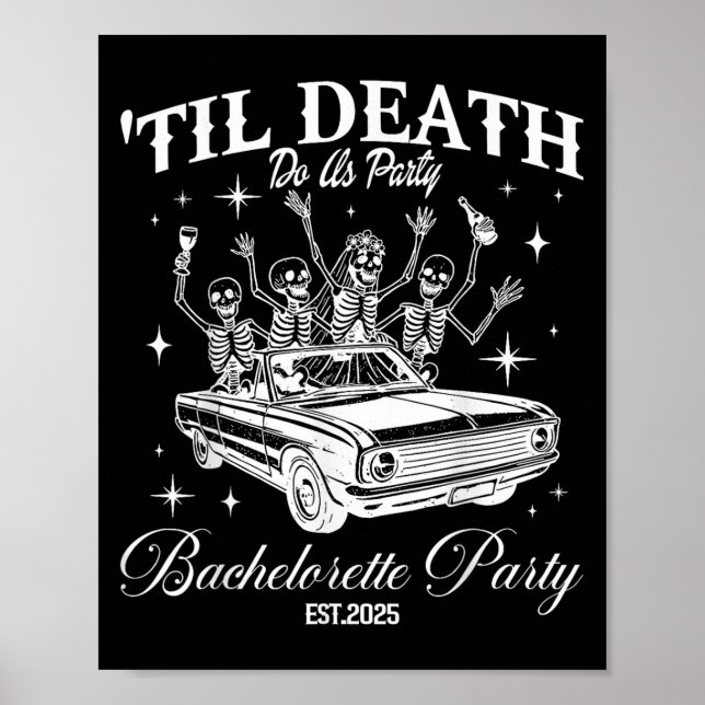 Til Död Do US Party Retro Halloween Bachelorette Poster (Framsidan)